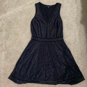 Shiny black short flowy dress